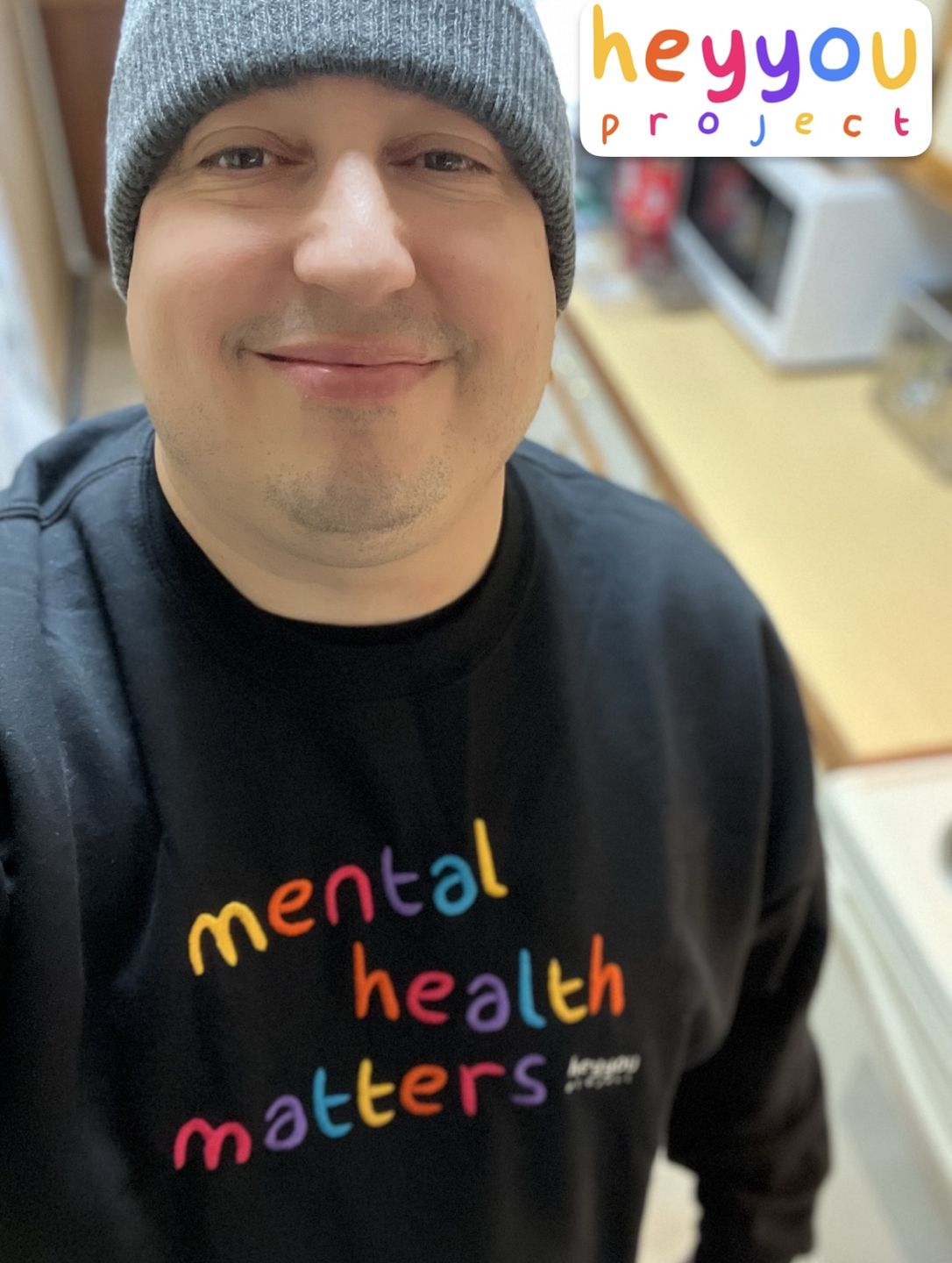 Customer photo review of Mental Health Matters Black Embroidered Crewneck