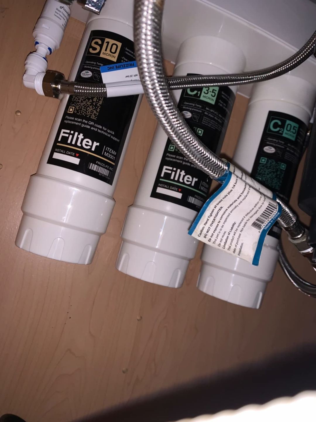 Customer photo review of Frizzlife 3-Stage Under Sink Water Filter System SK99-NEW, Direct Connect
