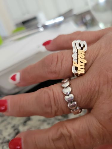 Customer photo review of Script Name Ring