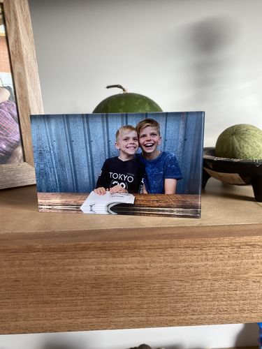Customer photo review of 7.5 x 12.5 cm Free Standing Acrylic Photo Block