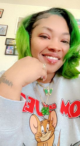 Customer photo review of Jade Butterfly Necklace
