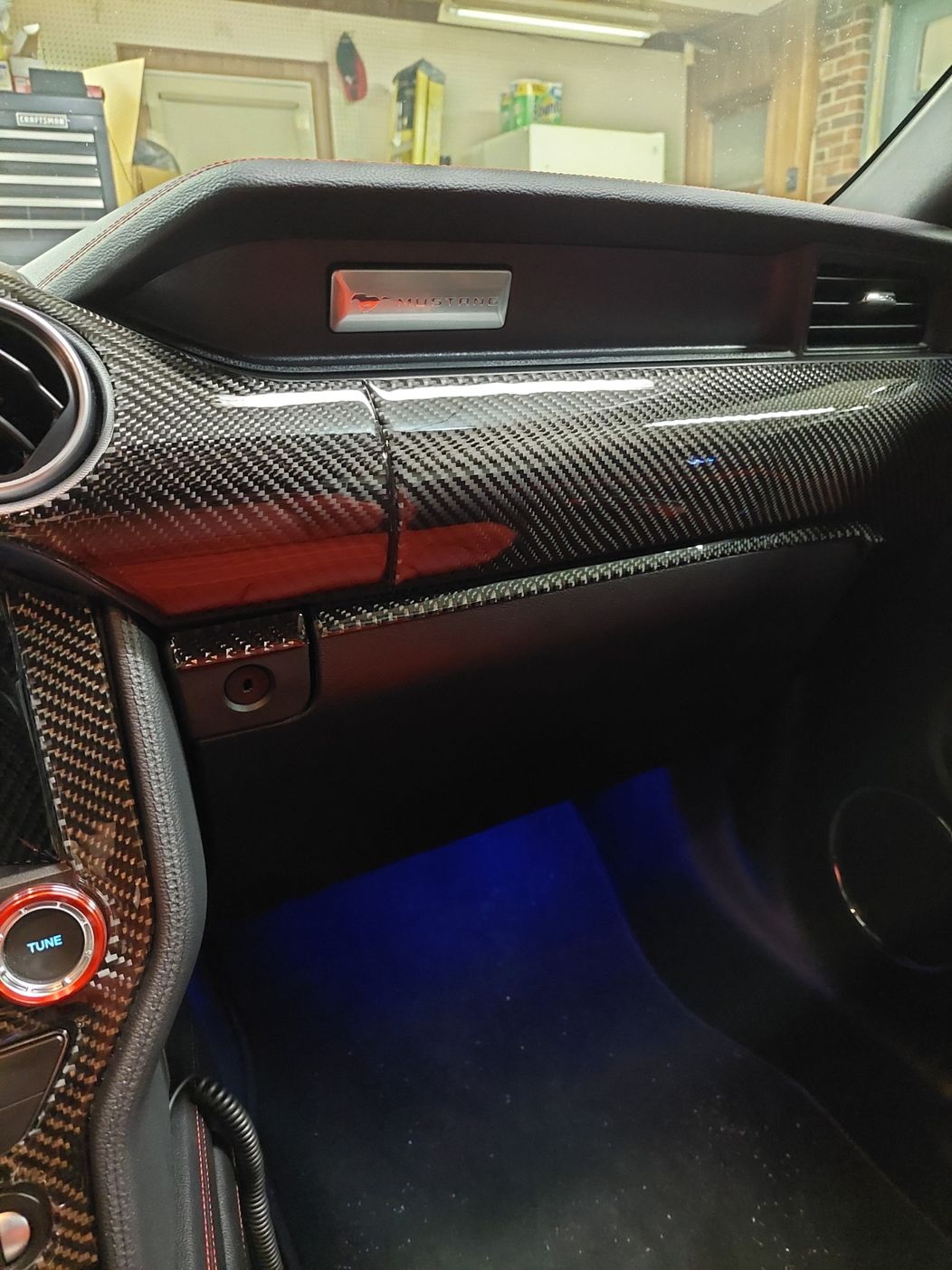Customer photo review of Real Carbon Fiber Whole Front Dash Overlay For Ford Mustang 2015-2022