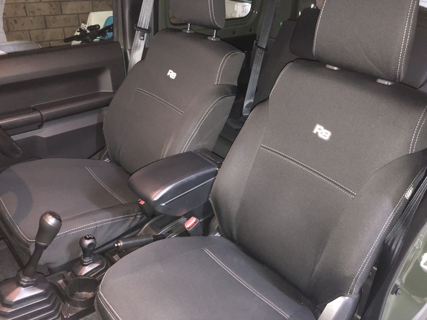 Customer photo review of Suzuki Jimny Neoprene 2x Front Seat Covers (Made to Order)