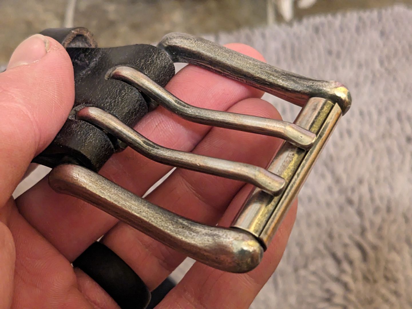 Customer photo review of Black Double Hole Full Grain Leather Belt