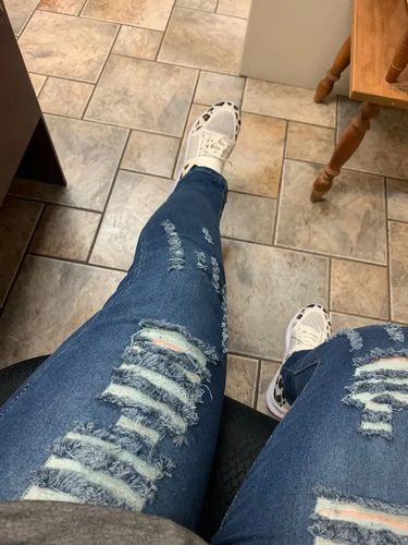 Customer photo review of Womens Ripped Holes Jeans