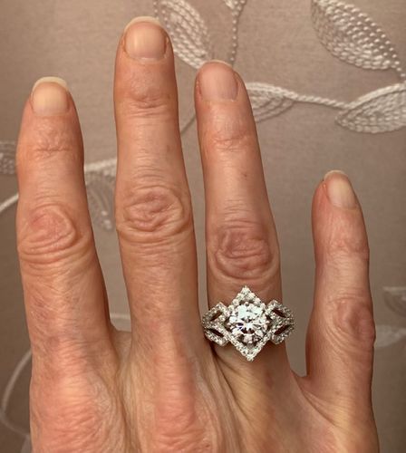 Customer photo review of Halo CZ Split Shank Ring in Sterling Silver