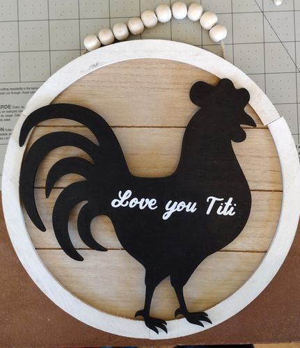 Customer photo review of Unfinished Wood Rooster Chicken Shape - Farm Animal - Craft - up to 24" DIY