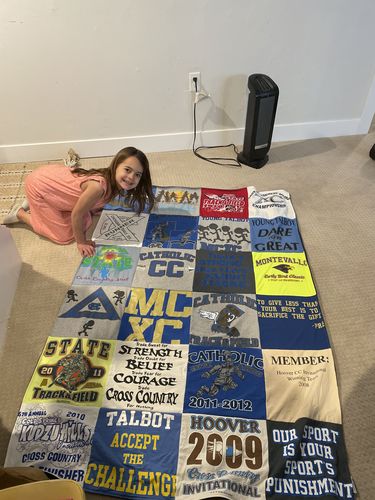 T-shirt quilt featuring cross country team by Sarah from CO