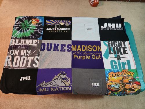 T-shirt quilt featuring jmu dukes by Emily from VA