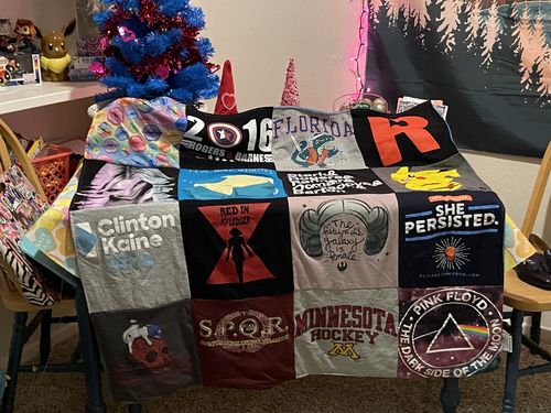 T-shirt quilt featuring minnesota hockey by Karissa from AZ