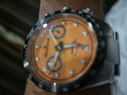 Customer photo review of Oceaneva™ Men's WaveRacer™ 500M Pro Diver Salmon Dial Chronograph Watch