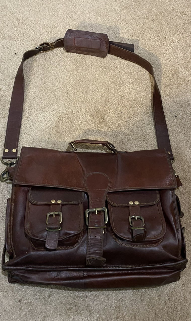 Customer photo review of Top Grain Leather Briefcase Bag
