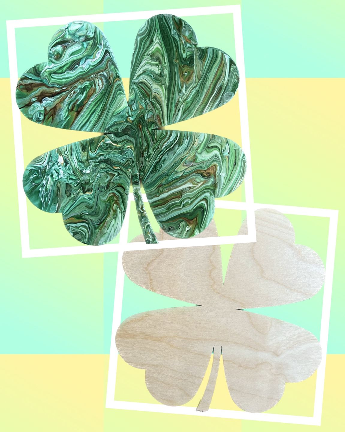 Customer photo review of Shamrock Unfinished Wood Craft Lucky Four Leaf Clover up to 24"  DIY