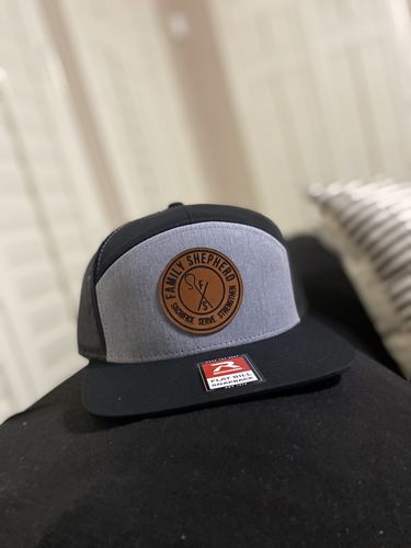 Customer photo review of Flat Bill Seven-Panel Leather Patch Hat - Richardson 168