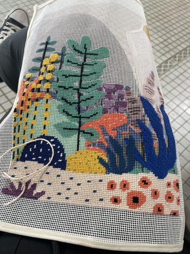 Customer photo review of My Own Garden Needlepoint Kit