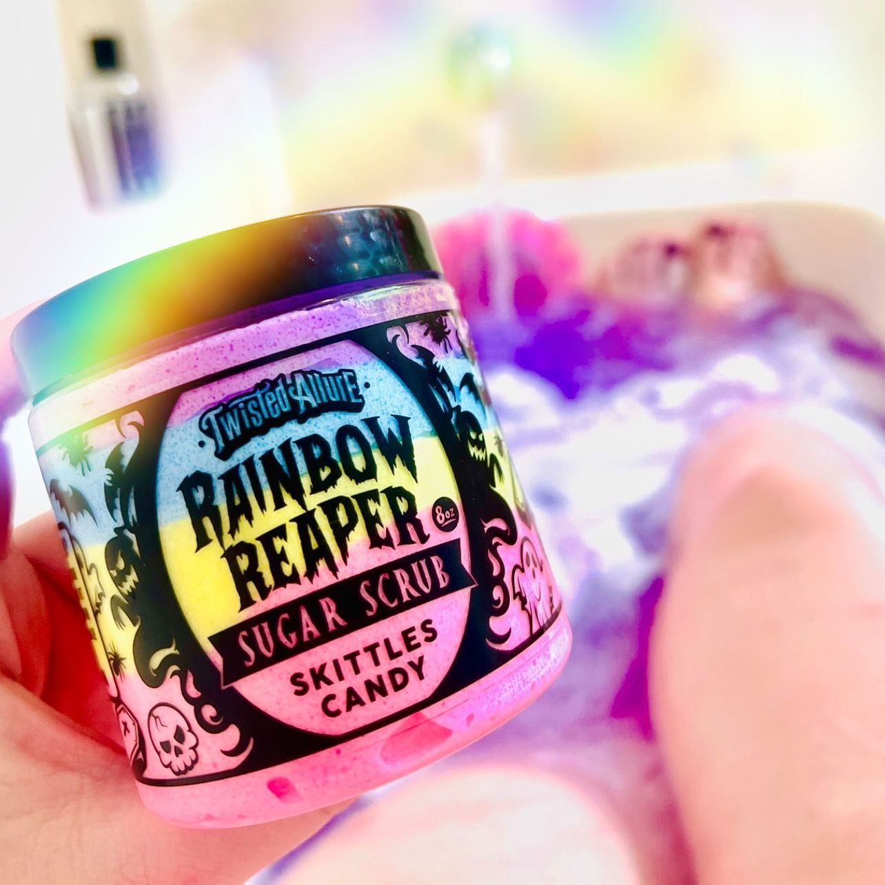Customer photo review of Rainbow Reaper Sugar Scrub (Skittles Candy)