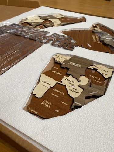 Customer photo review of 3D Wooden Multilayered World Map with States and Capitals v2