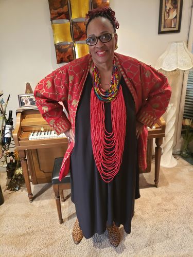 Customer photo review of African Necklace Bold Beaded Necklace