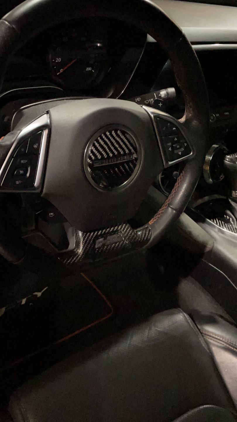 Customer photo review of Carbon Fiber Steering Wheel Center Overlay For Chevy Camaro 2016-2023