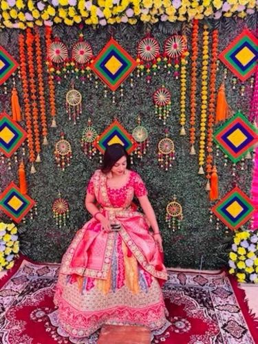 Customer photo review of BEAUTIFUL PINK WEAVING EMBROIDERED BANARASI BRIDAL LEHENGA