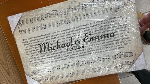 Customer photo review of Song Lyrics On Canvas Custom Wall Art