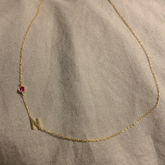 Customer photo review of Birthstone Initial Necklace