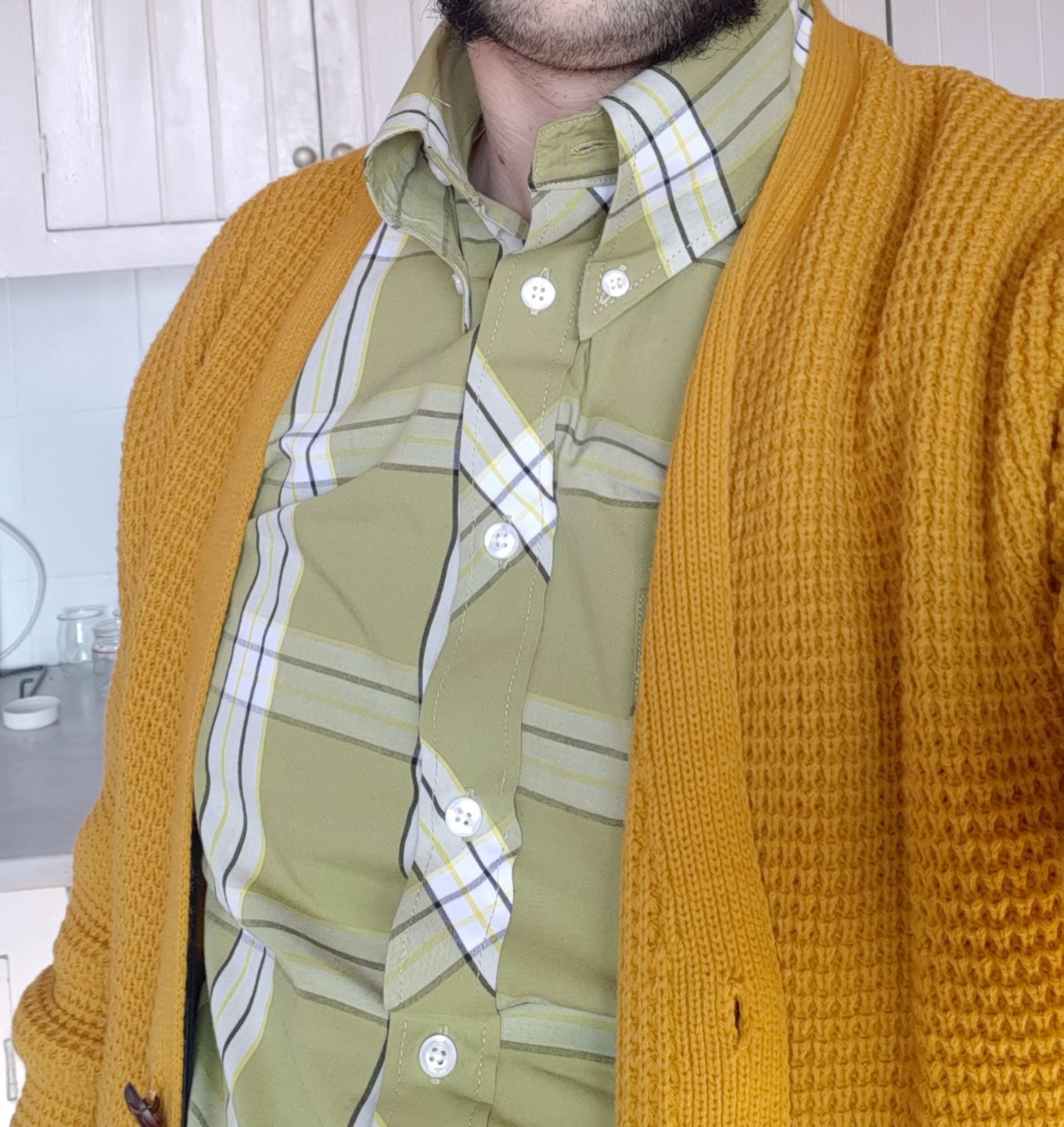 Customer photo review of Waffle Knit Cardigan - Mustard