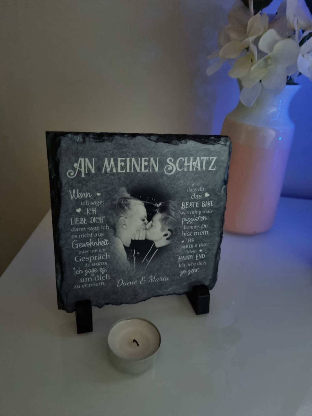 Customer photo review of An meinen Schatz - Paar-Schieferplatte