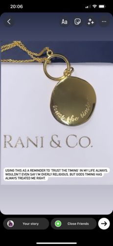 Customer photo review of Trust The Timing Necklace (Gold)