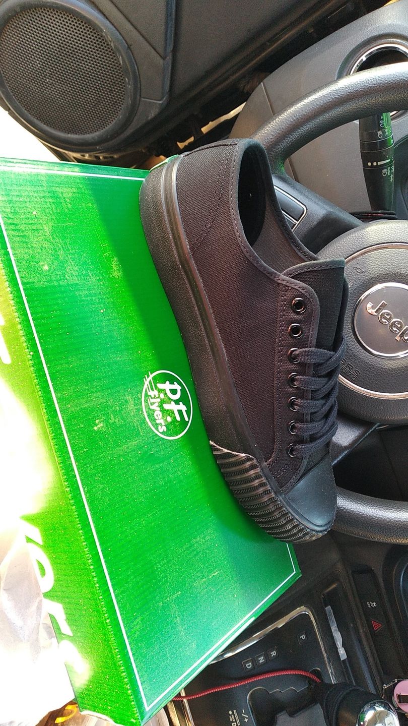 Customer photo review of Jet Black Center Lo Top | Unisex Canvas Sneaker