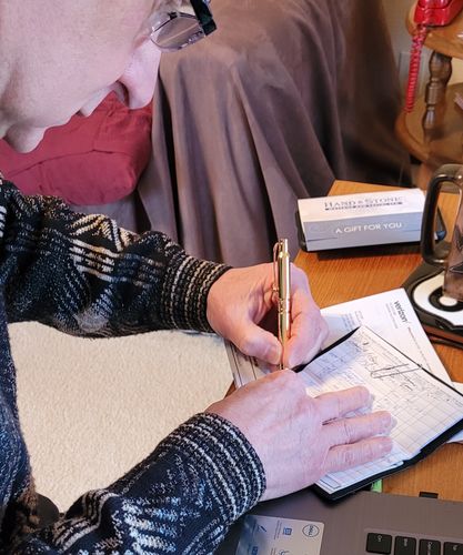 Customer photo review of .308 Real Bullet Authentic Brass Casing Refillable Twist Pen - Tactical Gift Box - Polished Brass