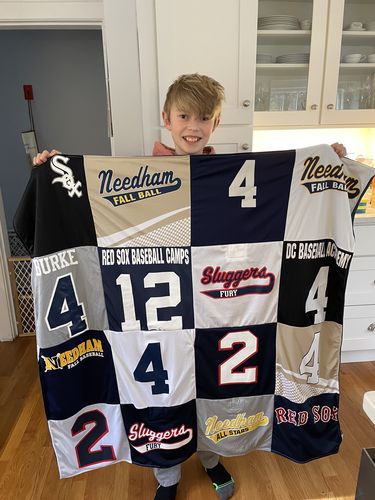 T-shirt quilt featuring red sox, sluggers by Meg from MA