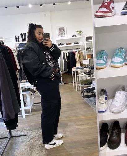 Customer photo review of Vintage Holloway Varsity Bomber Jacket Size 2XL