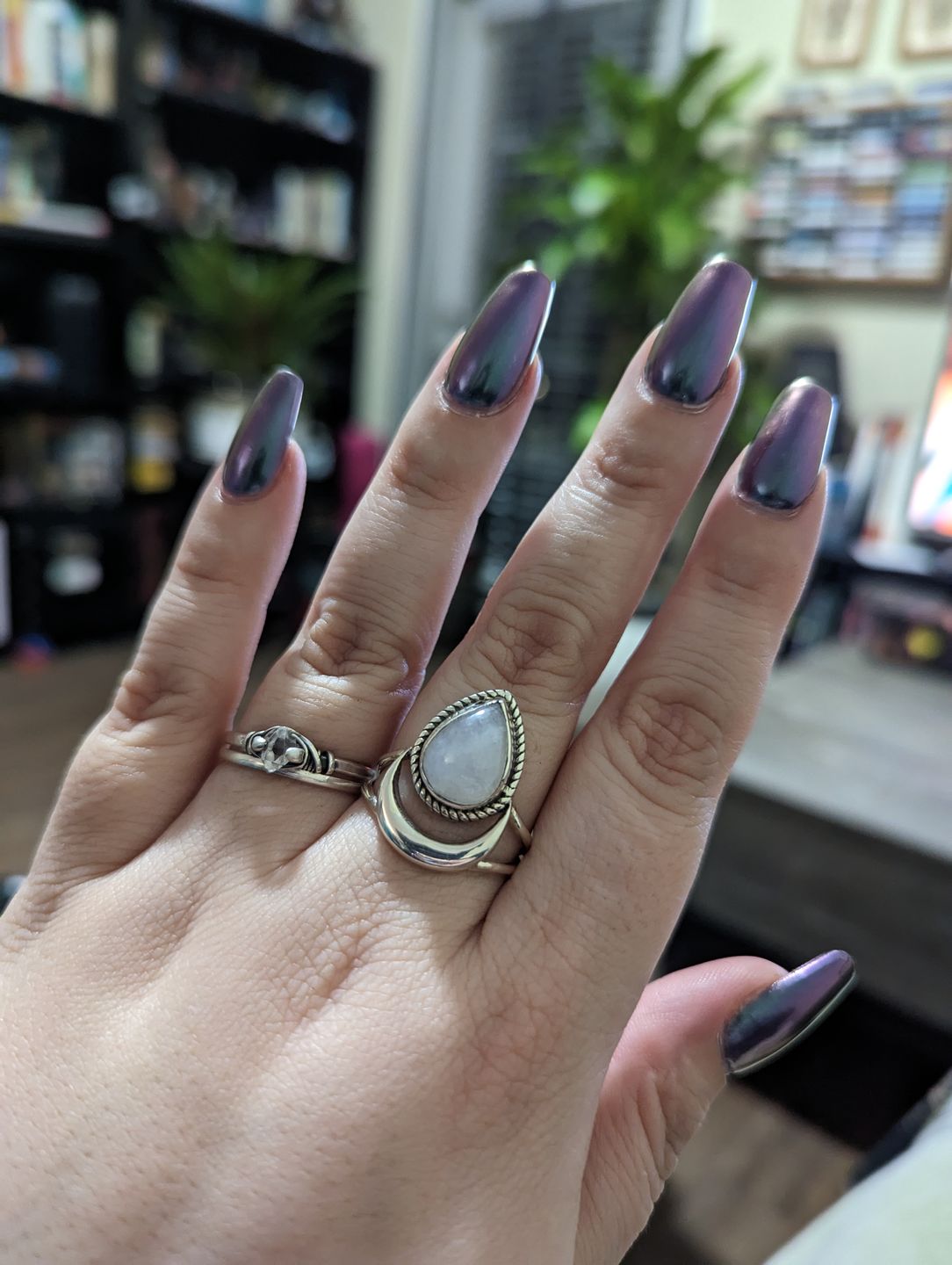 Customer photo review of Sterling Silver Crescent Moon Moonstone Ring
