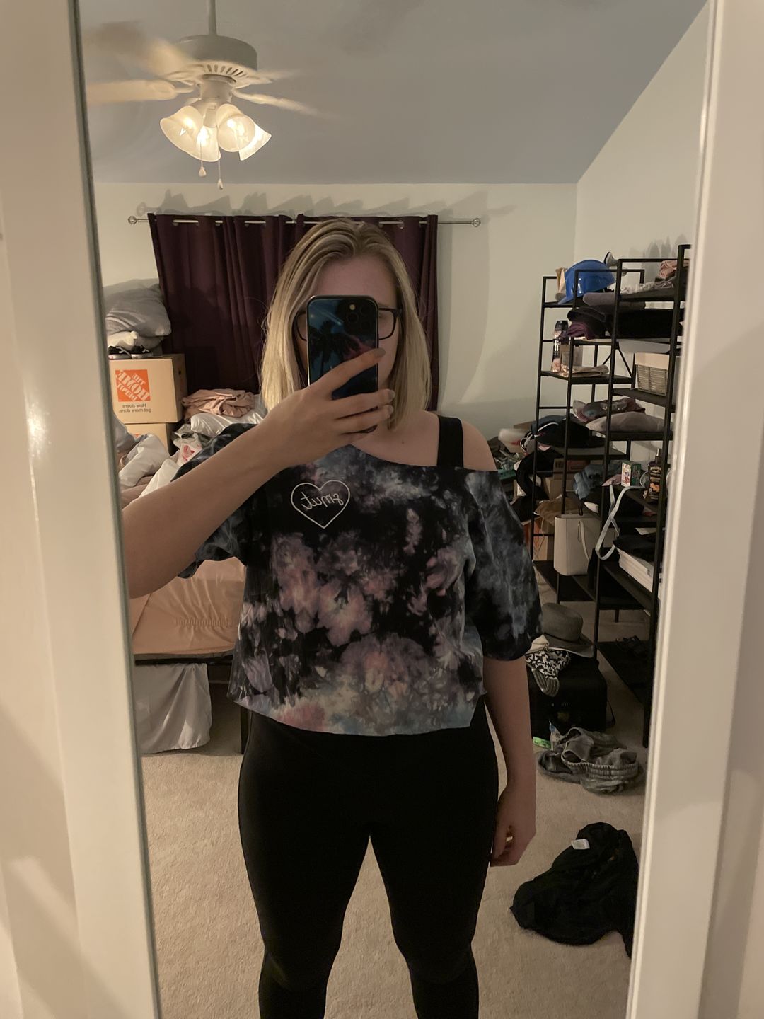 Customer photo review of smut heart embroidered oversized tie-dye t-shirt