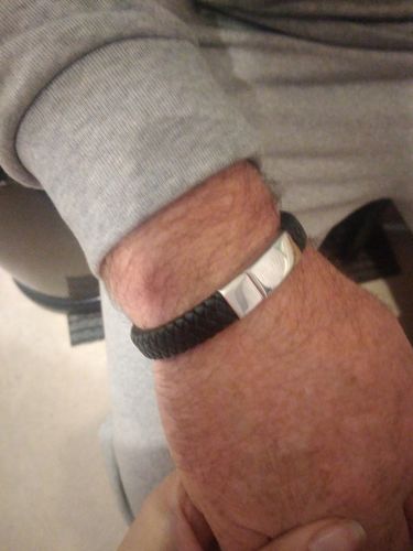 Customer photo review of Men's Personalised Message Bracelet