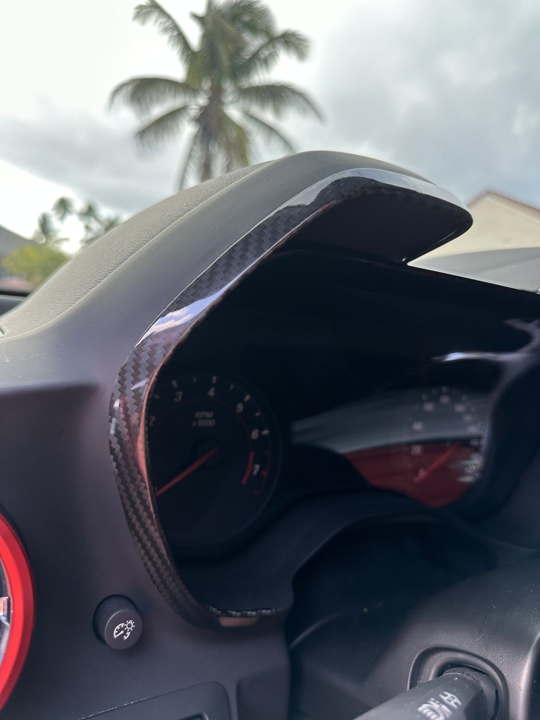 Customer photo review of Carbon Fiber Gauge Bezel Chrome Delete Cover for Chevy Camaro 2016-2023