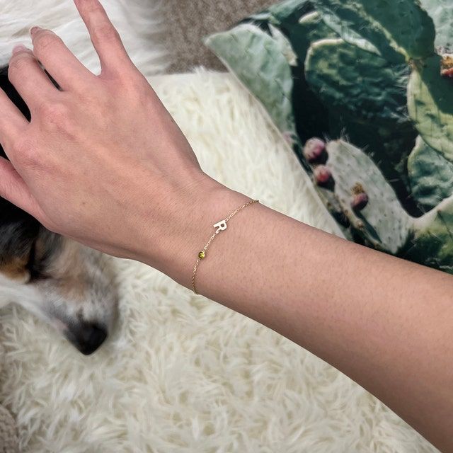 Customer photo review of Birthstone Letter Bracelet