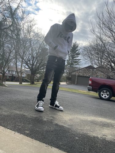 Customer photo review of Lined Up Shredded Denim (Black)
