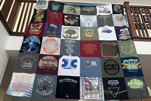 T-shirt quilt with music, festivals themes by Justin from CO