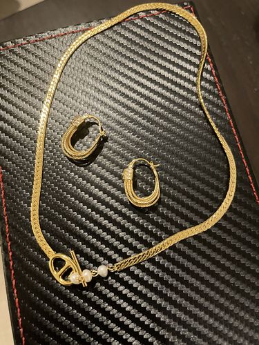 Customer photo review of Layered Strip CZ Earrings