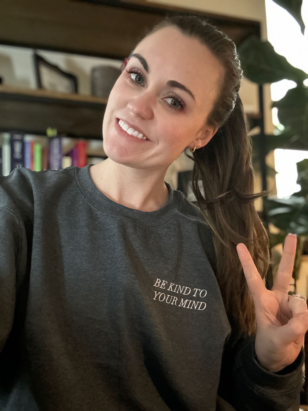 Customer photo review of Be Kind To Your Mind Embroidered Sweatshirt