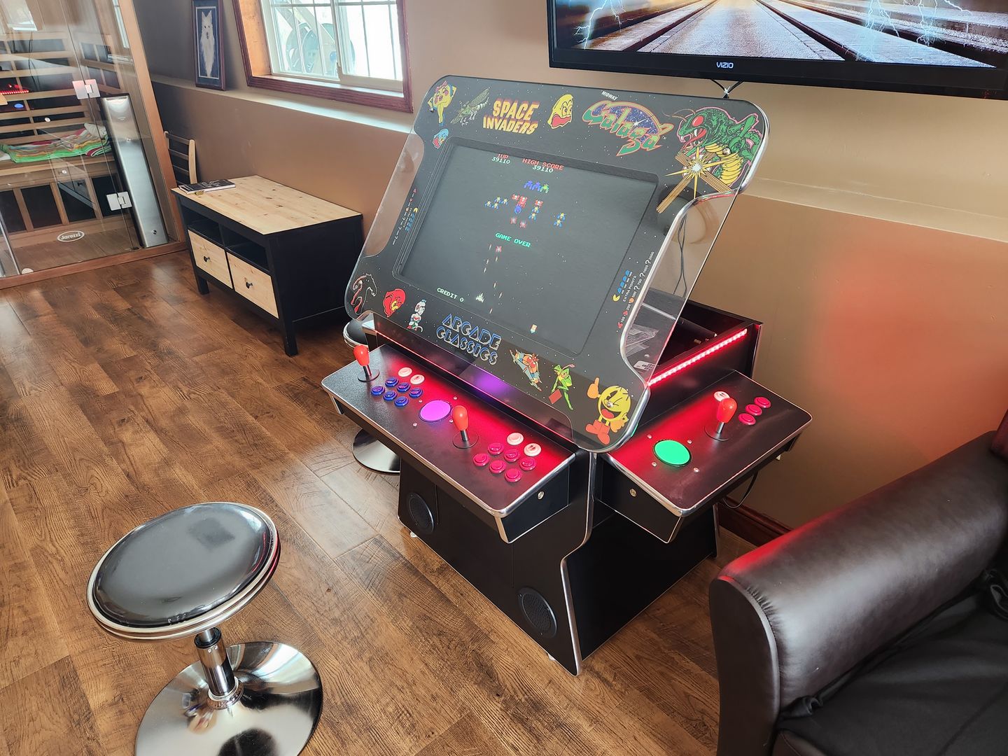 Customer photo review of Cocktail Arcade Machine 3505 Games Tilt Up Black Lift Up Retro Multicade