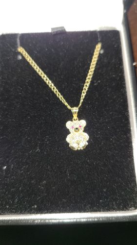 Customer photo review of 14k Teddy Bear Pendant 🧸  W/ Hollow Cuban Chain JTJ™