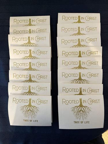 Customer photo review of Rooted in Christ - Mesh Stencil 5.5x8.5