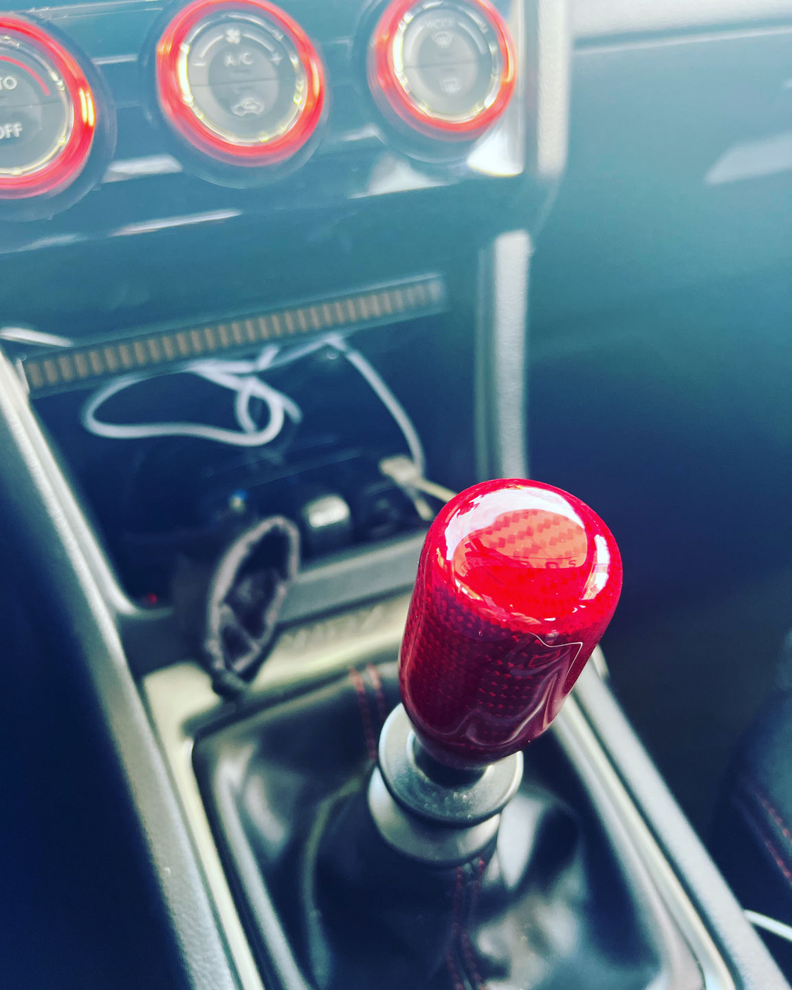 Customer photo review of Red Carbon Fiber Handle Shift Knob