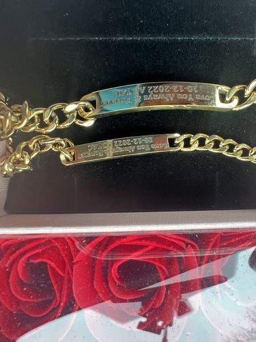 Customer photo review of Engraved Bracelet Set - W/ Eternal Rose Box