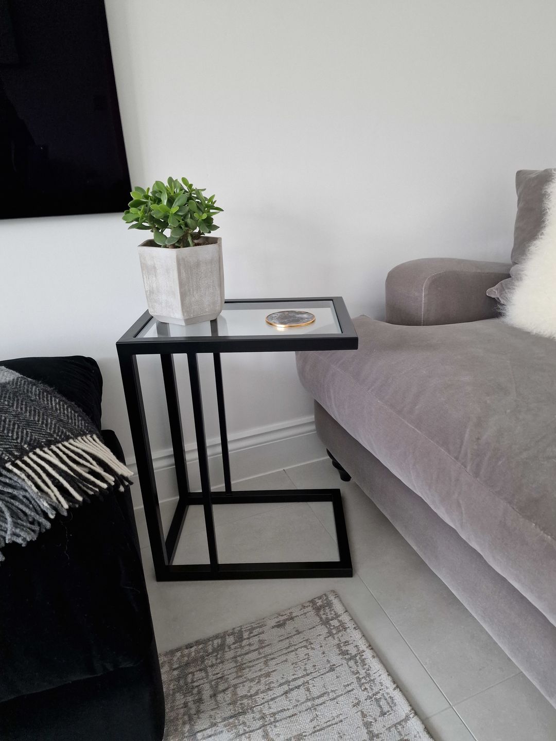 Customer photo review of Glass Sofa Side End Table