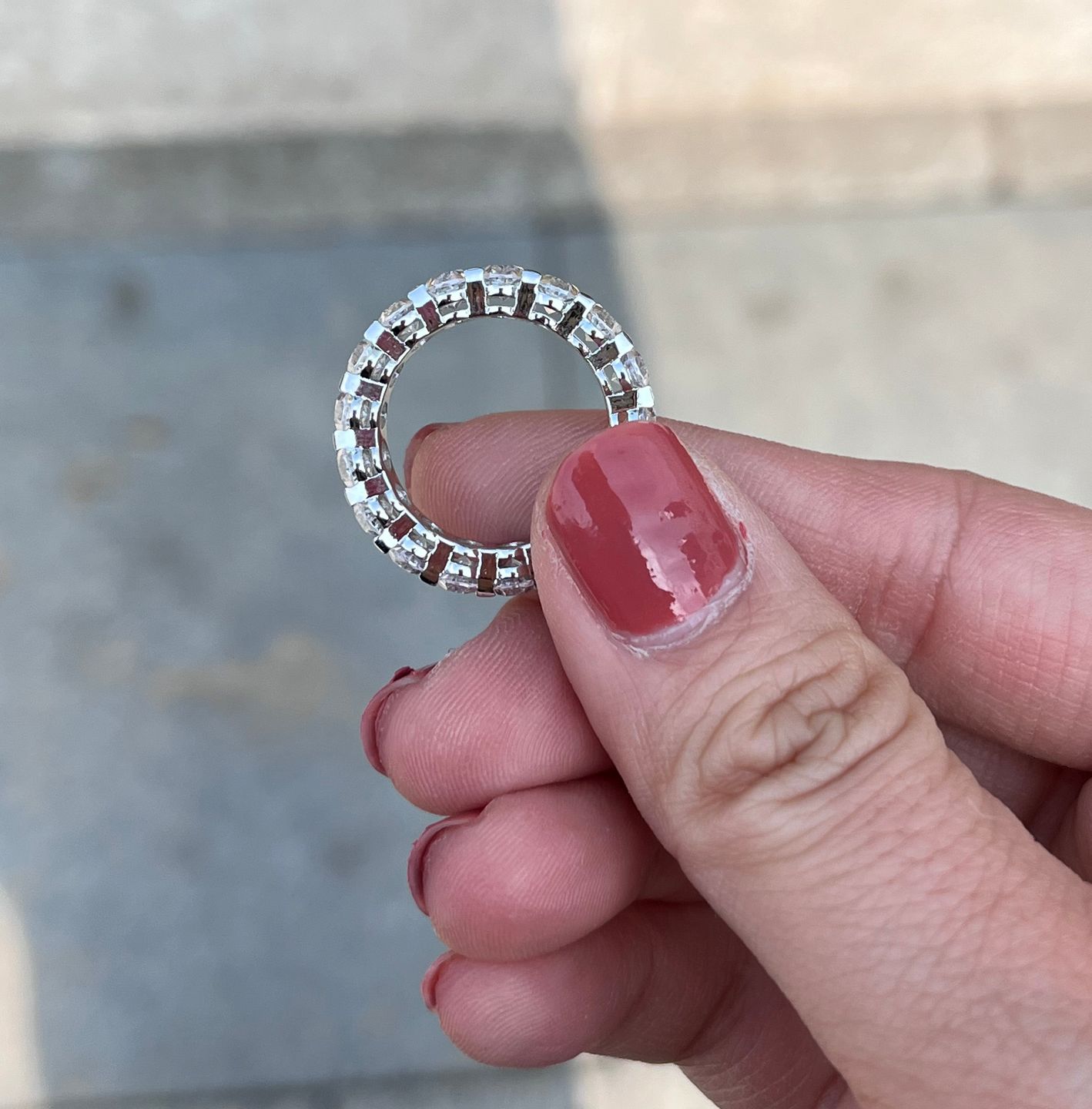 Customer photo review of S925 8.5Ct Eternity Oval Cut Wedding Band For Women In Sterling Silver