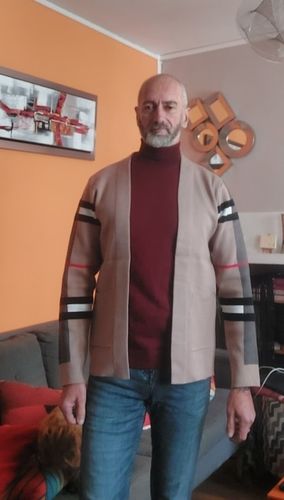 Customer photo review of Classic Plaid Knitted Cardigan